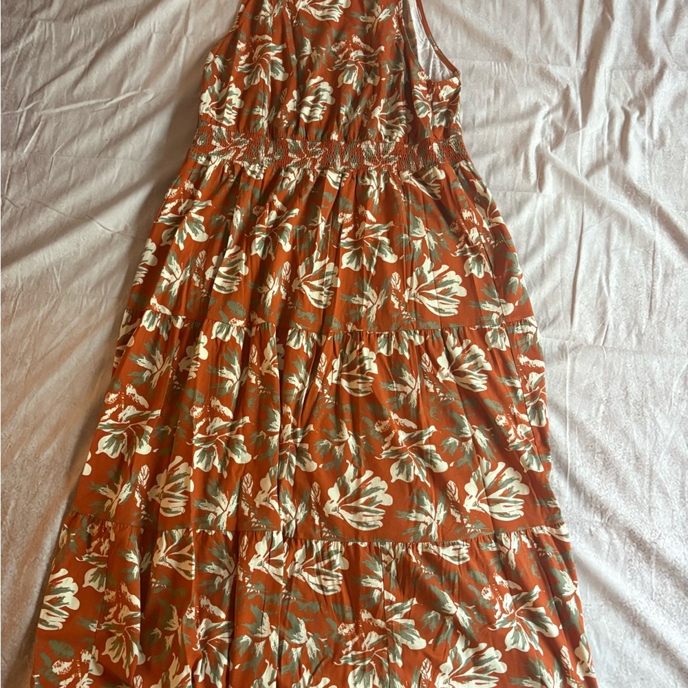 Market & Spruce Orange Sundress with Halter Neckline